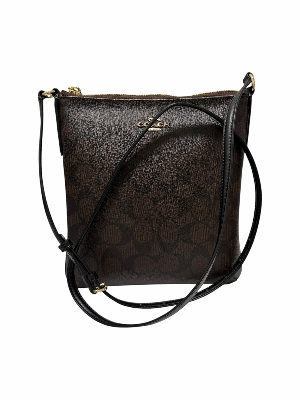 Coach Two Tone Brown Logo Leather Handbag